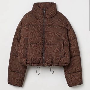 H&M Brown pattern short puffer